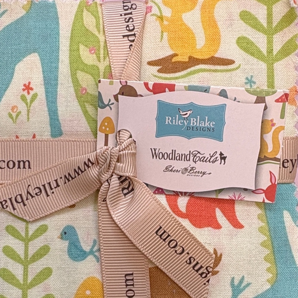 Riley Blake Woodland Tails Fabric - 5” squares Charm pack. 27 squares.
